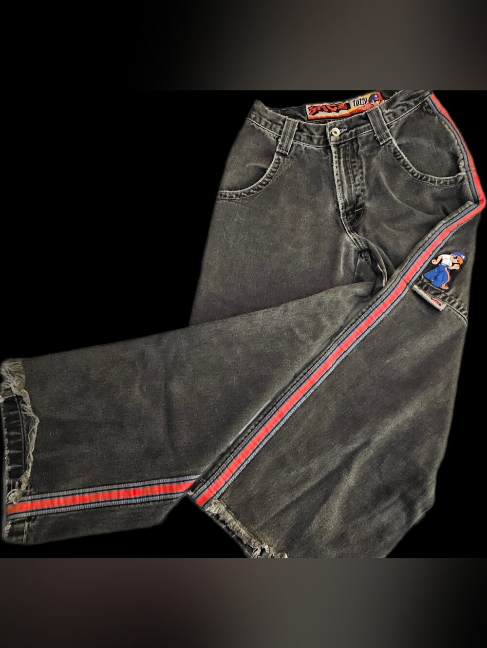 JNCO OG Tuffy #173 Vintage Jeans Black Size 29"x30" - 20" Leg Opening Distressed